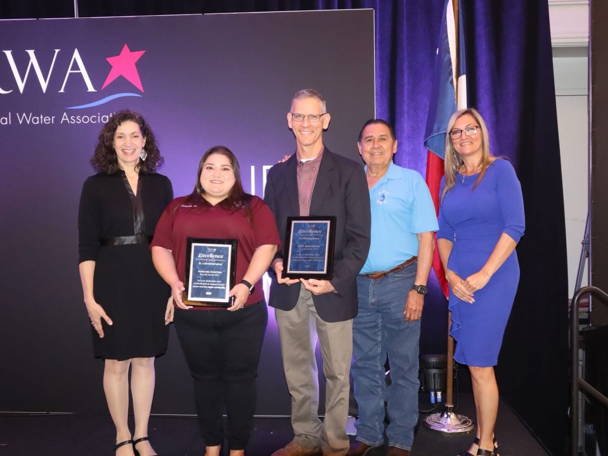 Amanda accepting an award